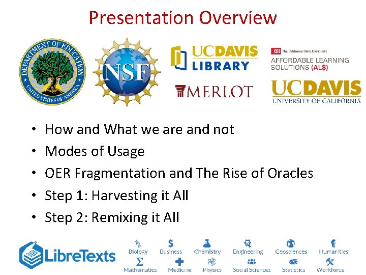 Presentation Overview • • • How and What we are and not Modes of