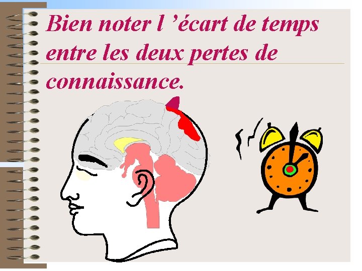 Bien noter l ’écart de temps entre les deux pertes de connaissance. 