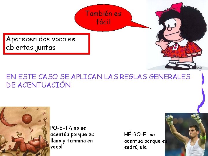 También es fácil Aparecen dos vocales abiertas juntas EN ESTE CASO SE APLICAN LAS También es fácil Aparecen dos vocales abiertas juntas EN ESTE CASO SE APLICAN LAS