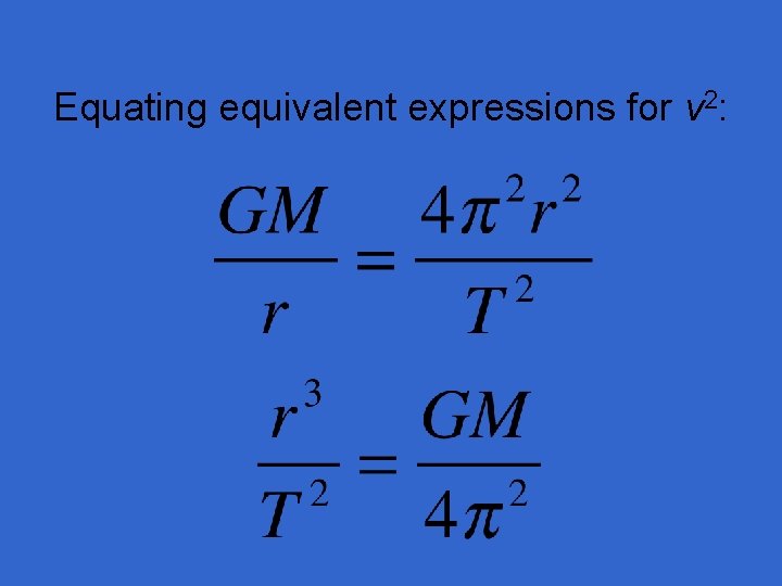 Equating equivalent expressions for v 2: 