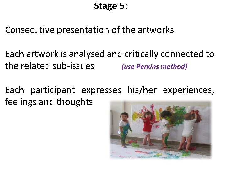 Stage 5: Consecutive presentation of the artworks Each artwork is analysed and critically connected