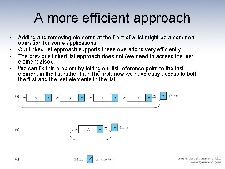 A more efficient approach • • Adding and removing elements at the front of