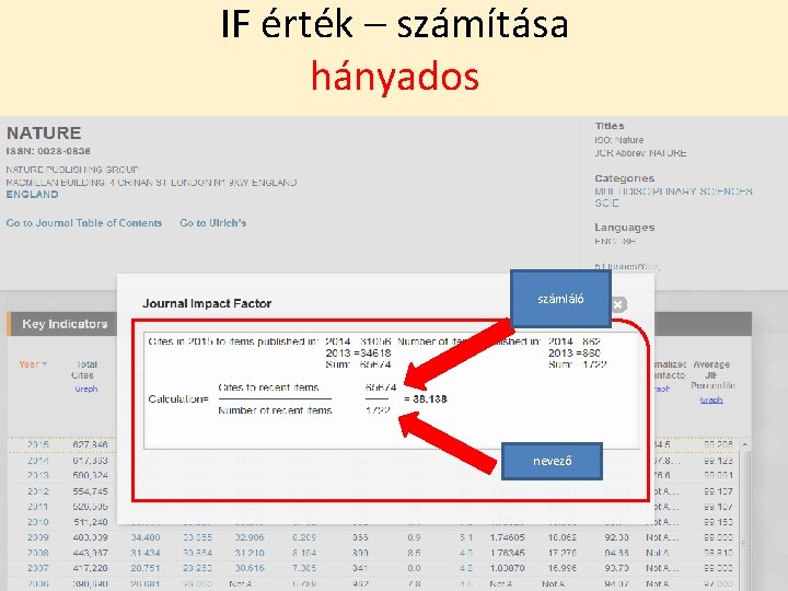 IF érték – számítása hányados számláló nevező 