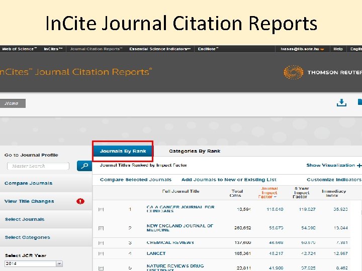 In. Cite Journal Citation Reports 