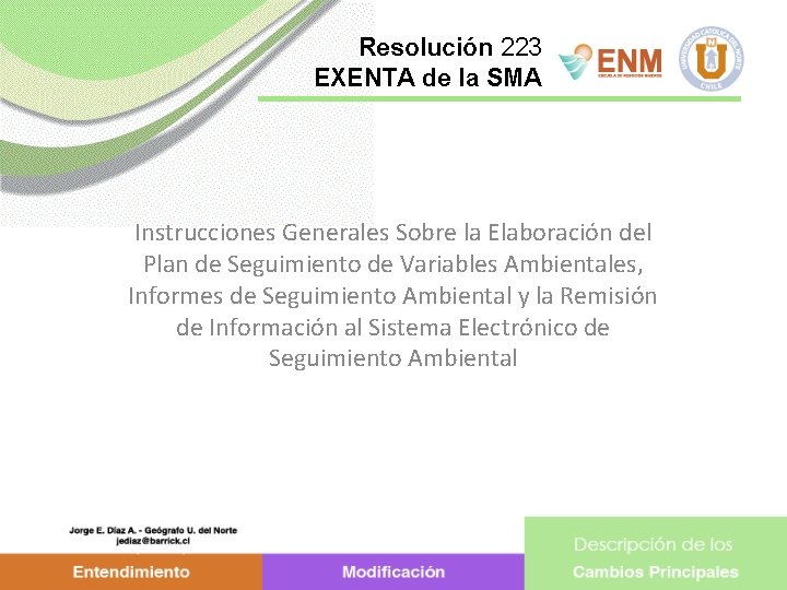 Resolución 223 EXENTA de la SMA Instrucciones Generales Sobre la Elaboración del Plan de