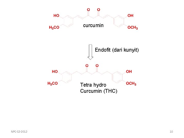 curcumin Endofit (dari kunyit) Tetra hydro Curcumin (THC) NPC-S 2 -2012 10 