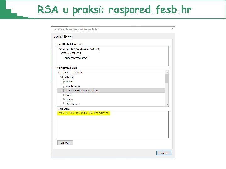 RSA u praksi: raspored. fesb. hr RSA u praksi: raspored. fesb. hr