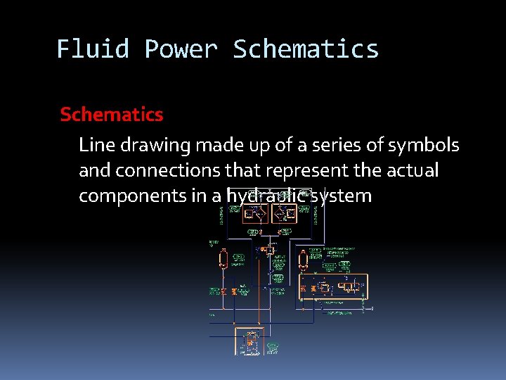 Fluid Power Schematics Line drawing made up of a series of symbols and connections Fluid Power Schematics Line drawing made up of a series of symbols and connections