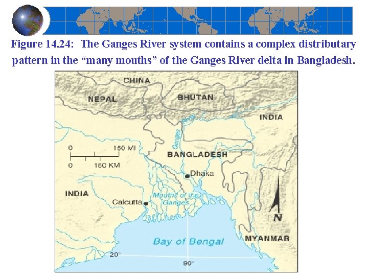 Figure 14. 24: The Ganges River system contains a complex distributary pattern in the