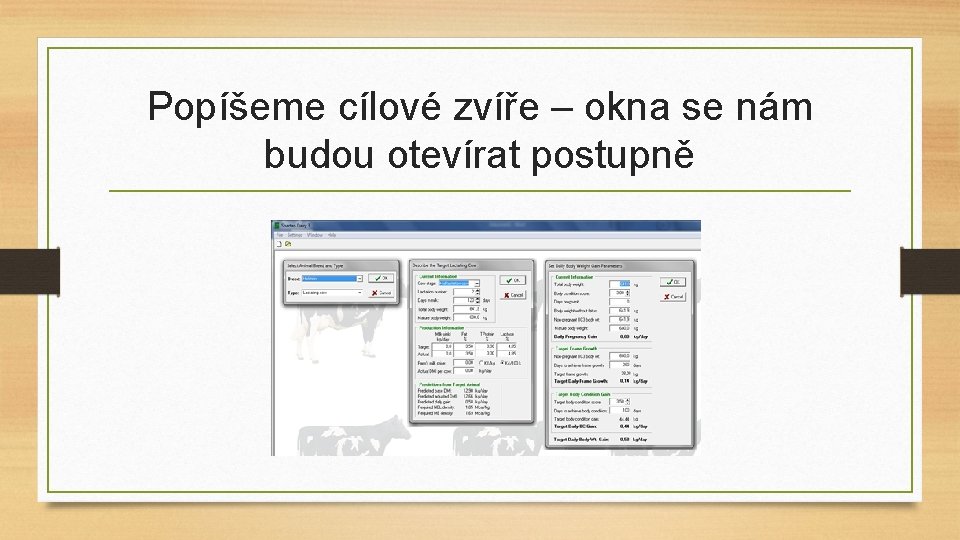 Popíšeme cílové zvíře – okna se nám budou otevírat postupně 