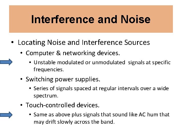 Interference and Noise • Locating Noise and Interference Sources • Computer & networking devices.