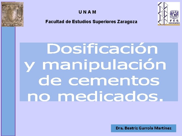 UNAM Facultad de Estudios Superiores Zaragoza Dra. Beatriz Gurrola Martínez 
