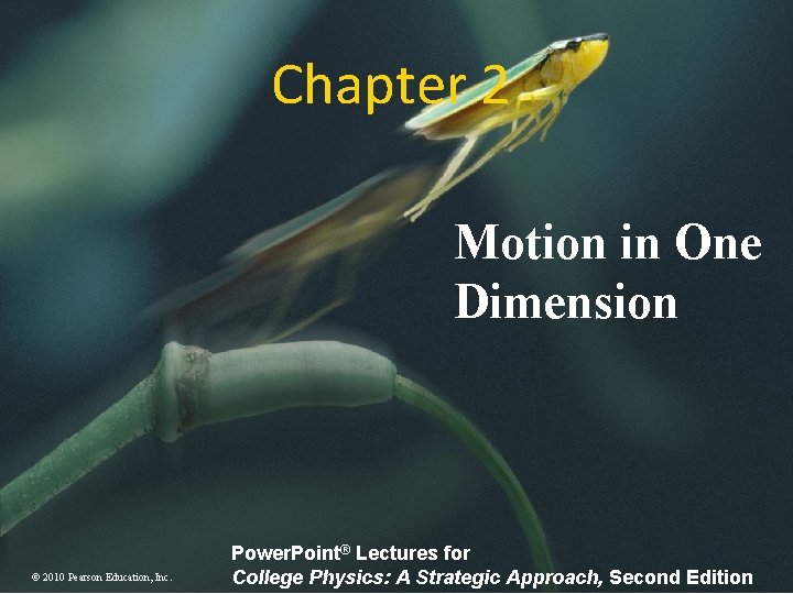 Chapter 2 Motion in One Dimension © 2010 Pearson Education, Inc. Power. Point® Lectures