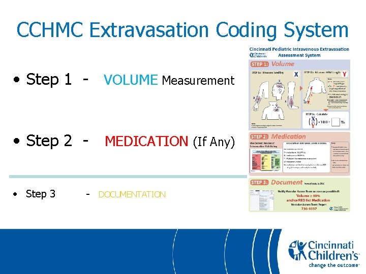 CCHMC Extravasation Coding System • Step 1 - VOLUME Measurement • Step 2 -