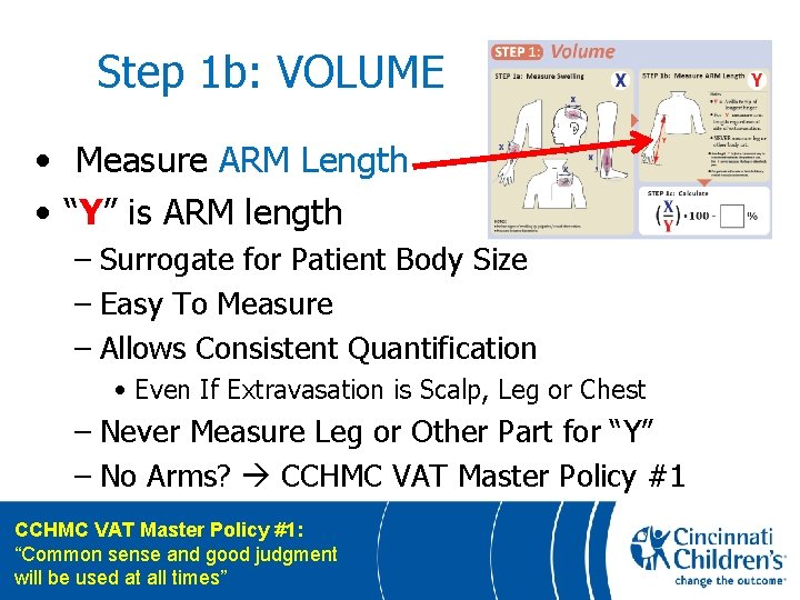 Step 1 b: VOLUME • Measure ARM Length • “Y” is ARM length –