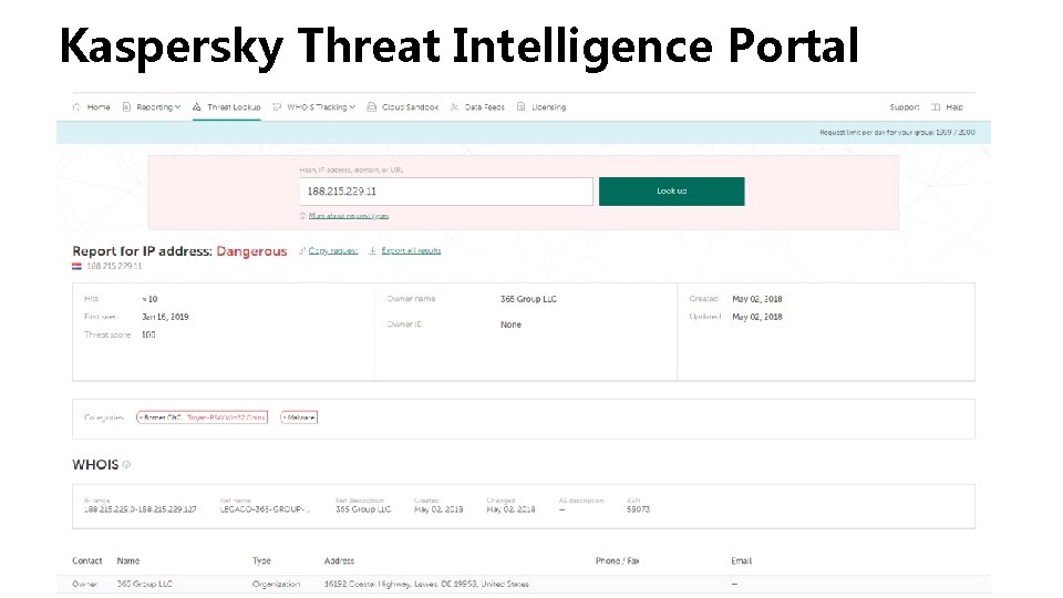 Kaspersky Threat Intelligence Portal Kaspersky Threat Intelligence Portal