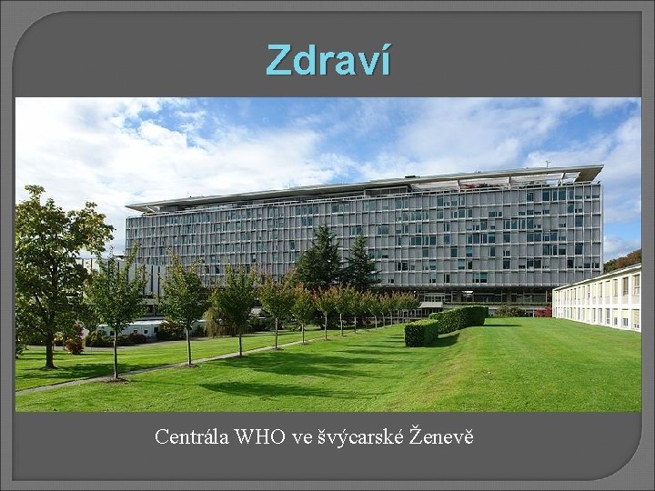 Zdraví Centrála WHO ve švýcarské Ženevě 