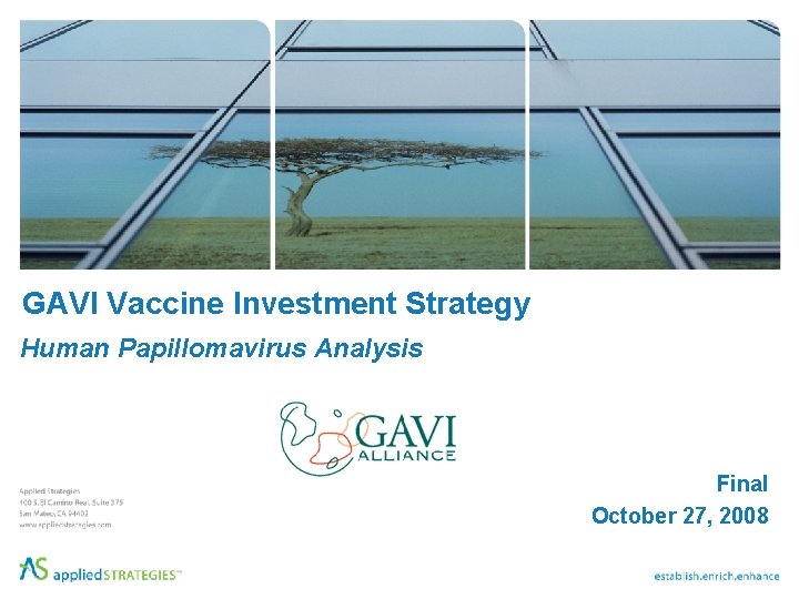 GAVI Vaccine Investment Strategy Human Papillomavirus Analysis Final October 27, 2008 