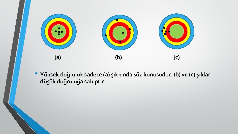 (a) (b) (c) • Yüksek doğruluk sadece (a) şıkkında söz konusudur. (b) ve (c)