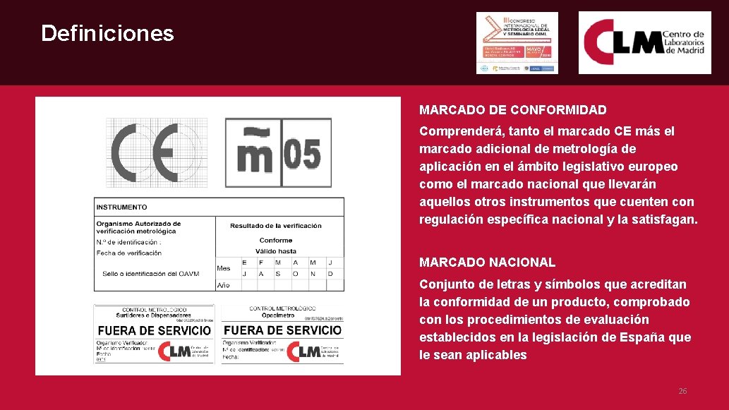 Definiciones MARCADO DE CONFORMIDAD Comprenderá, tanto el marcado CE más el marcado adicional de