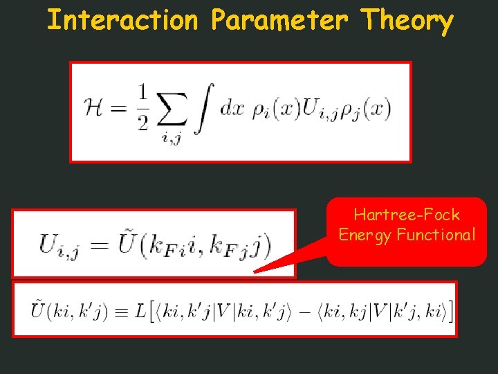 Interaction Parameter Theory Hartree-Fock Energy Functional 