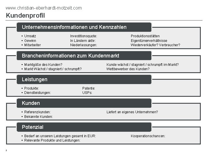 www. christian-eberhardt-motzelt. com Kundenprofil Unternehmensinformationen und Kennzahlen • Umsatz • Gewinn • Mitarbeiter Investitionsquote: