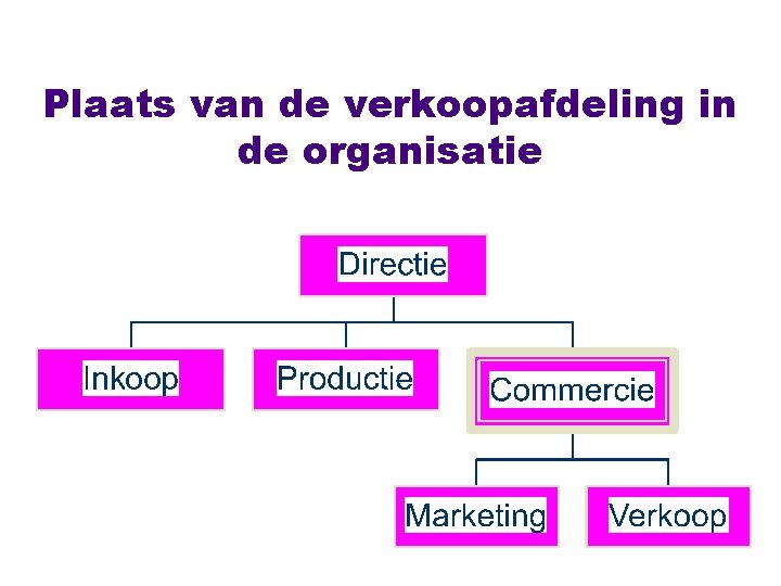 Plaats van de verkoopafdeling in de organisatie 