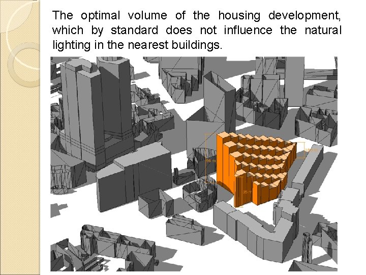 The optimal volume of the housing development, which by standard does not influence the