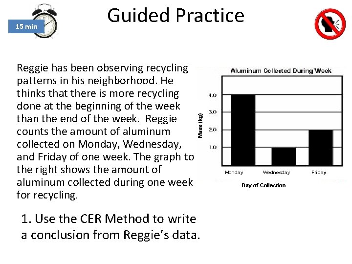 15 min Guided Practice Mass (kg) Reggie has been observing recycling patterns in his 15 min Guided Practice Mass (kg) Reggie has been observing recycling patterns in his