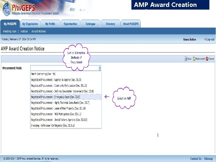 AMP Award Creation Notice 