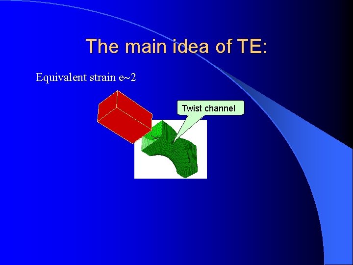 The main idea of TE: Equivalent strain e 2 Twist channel 