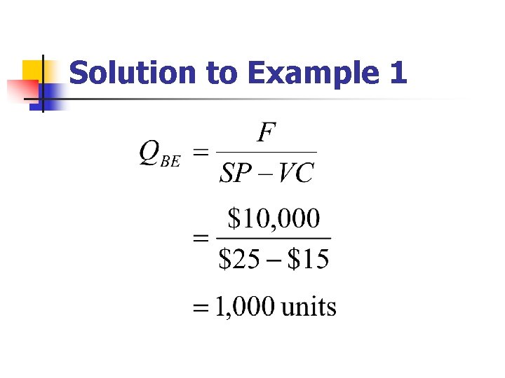 Solution to Example 1 