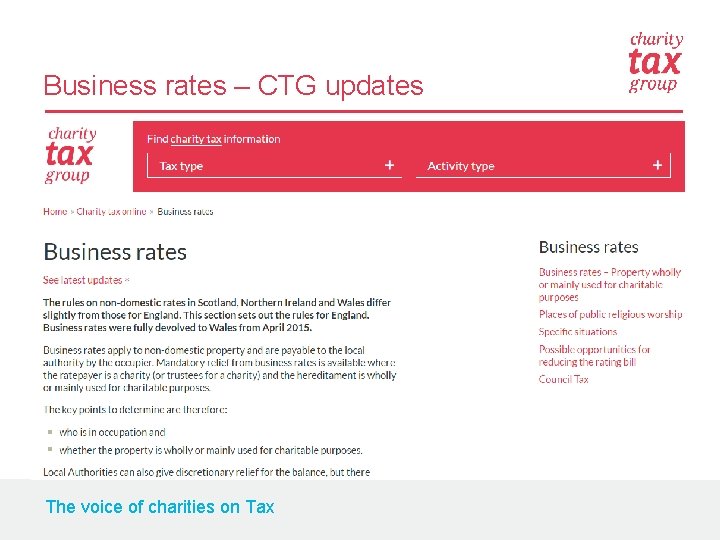 Business rates – CTG updates The voice of charities on Tax 