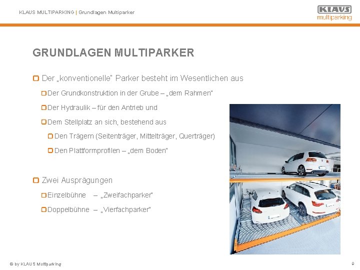 KLAUS MULTIPARKING | Grundlagen Multiparker GRUNDLAGEN MULTIPARKER Der „konventionelle“ Parker besteht im Wesentlichen aus