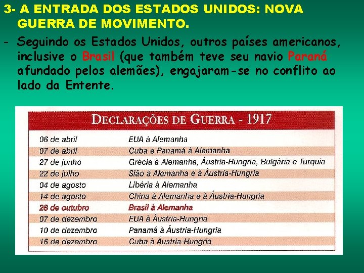 3 - A ENTRADA DOS ESTADOS UNIDOS: NOVA GUERRA DE MOVIMENTO. - Seguindo os 3 - A ENTRADA DOS ESTADOS UNIDOS: NOVA GUERRA DE MOVIMENTO. - Seguindo os
