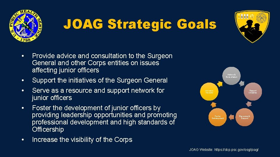 JOAG Strategic Goals • Provide advice and consultation to the Surgeon General and other JOAG Strategic Goals • Provide advice and consultation to the Surgeon General and other