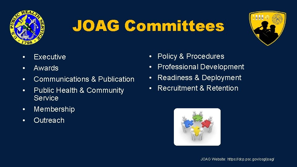 JOAG Committees • • • Executive Awards Communications & Publication Public Health & Community JOAG Committees • • • Executive Awards Communications & Publication Public Health & Community
