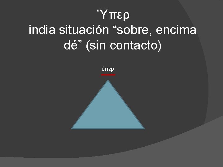 ῾Υπερ india situación “sobre, encima dé” (sin contacto) ὑπερ 