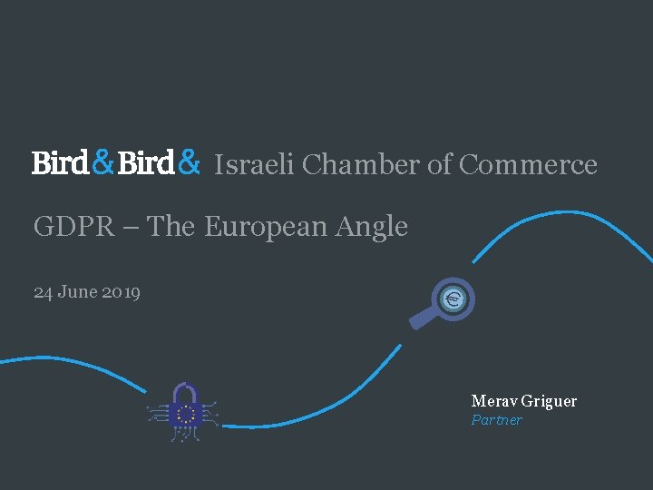 Israeli Chamber of Commerce GDPR – The European Angle 24 June 2019 Merav Griguer