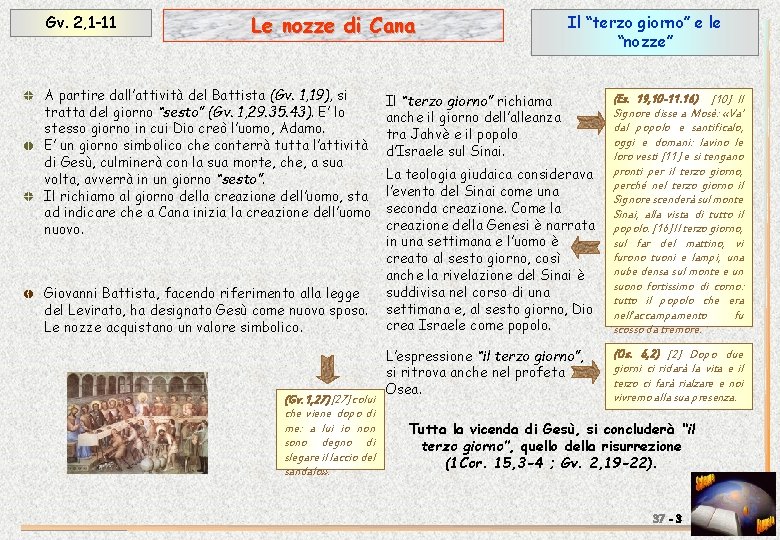 Gv. 2, 1 -11 Le nozze di Cana A partire dall’attività del Battista (Gv.