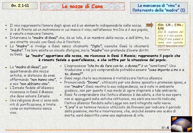 Le nozze di Cana Gv. 2, 1 -11 La mancanza di “vino” e l’intervento