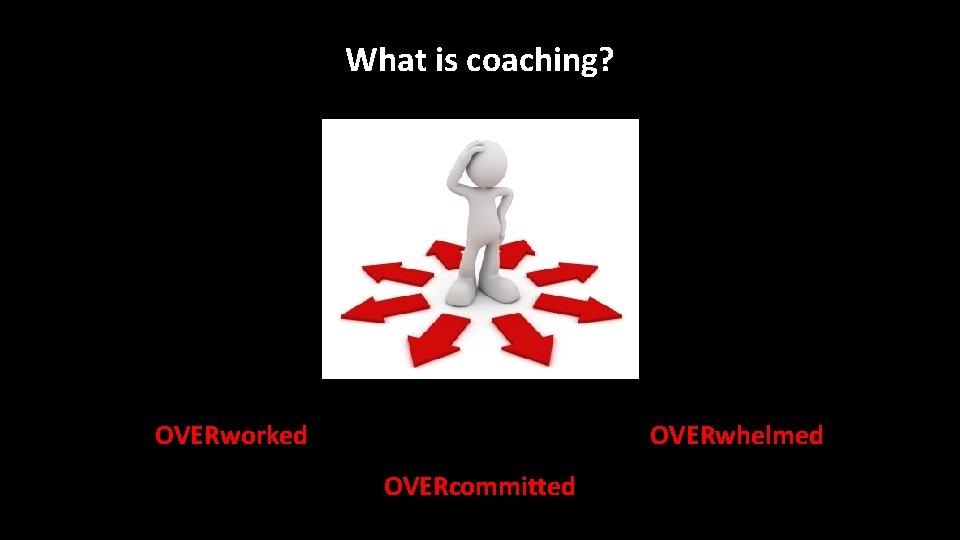 What is coaching? OVERwhelmed OVERworked OVERcommitted 