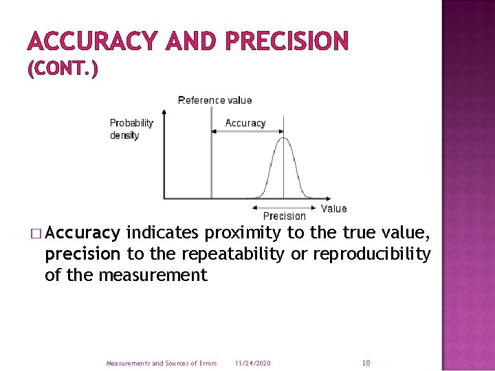 ACCURACY AND PRECISION (CONT. ) � Accuracy indicates proximity to the true value, precision