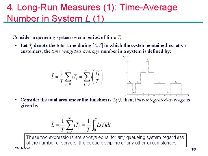 4. Long-Run Measures (1): Time-Average Number in System L (1) Consider a queueing system 4. Long-Run Measures (1): Time-Average Number in System L (1) Consider a queueing system