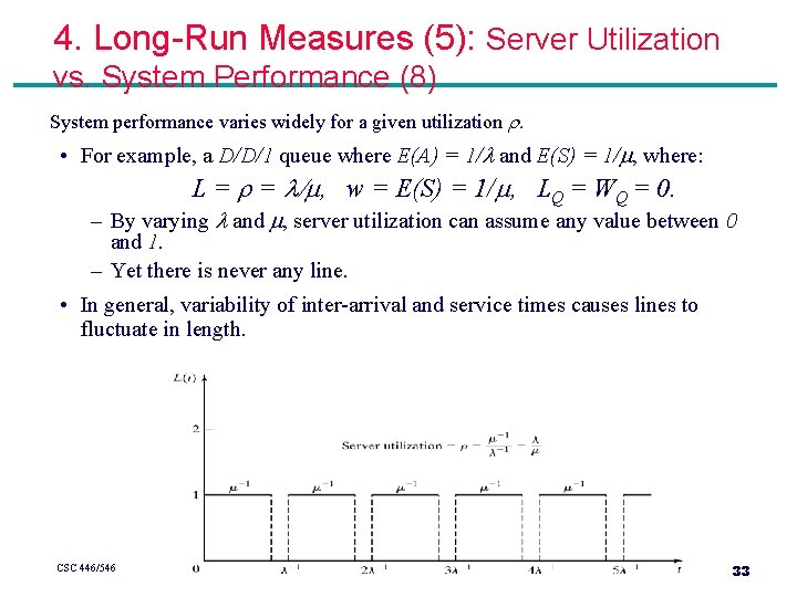 4. Long-Run Measures (5): Server Utilization vs. System Performance (8) System performance varies widely 4. Long-Run Measures (5): Server Utilization vs. System Performance (8) System performance varies widely