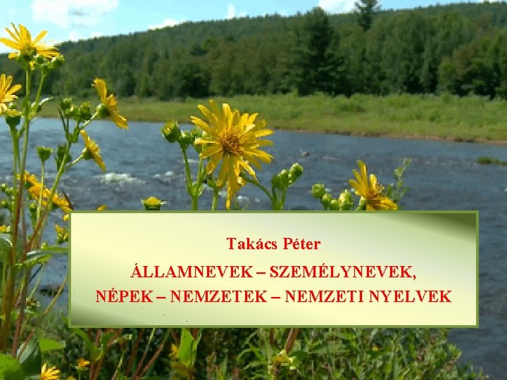 Takács Péter ÁLLAMNEVEK – SZEMÉLYNEVEK, NÉPEK – NEMZETI NYELVEK 