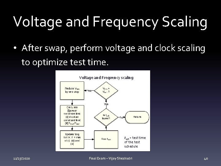 Voltage and Frequency Scaling • After swap, perform voltage and clock scaling to optimize