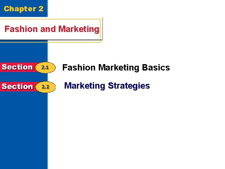 Chapter 2 Fashion and Marketing Fashion Marketing Basics Marketing Strategies 1 