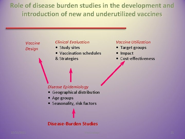 Role of disease burden studies in the development and introduction of new and underutilized