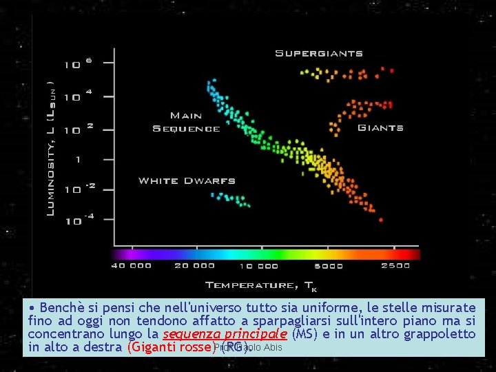 Il diagramma H-R • Benchè si pensi che nell'universo tutto sia uniforme, le stelle